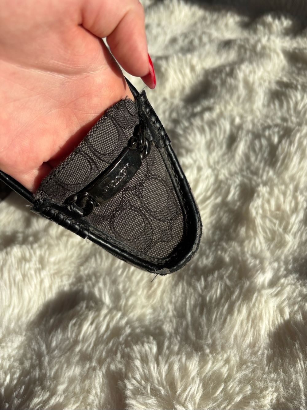 Coach Black Signature Jacquard Metal-Bit Loafers - Picture 8 of 11